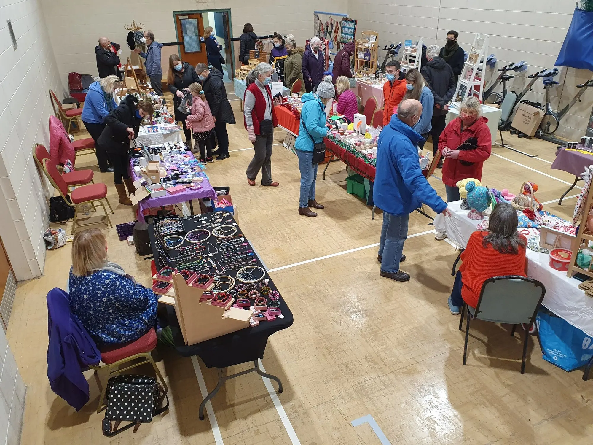 Stalls at a makers’ market in the hall
